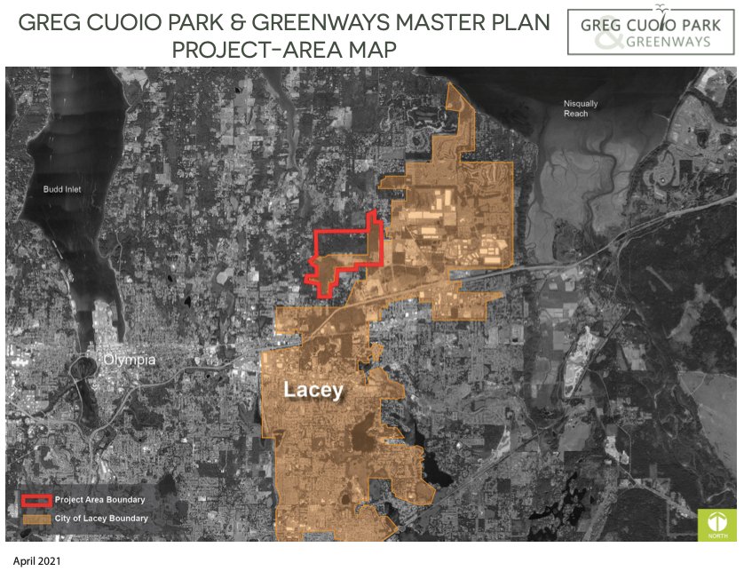 Greg Cuoio Park and Greenways Project Area Map as posted on the Lacey City website.